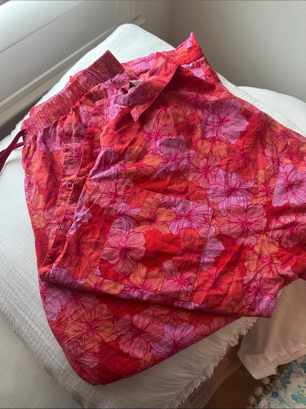 Sonoma Red Pink Floral Pajama Set